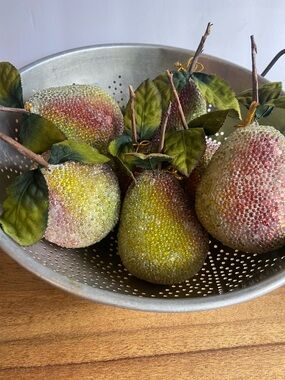 Vintage Beaded Faux Pears Set Fruit Decor 8 Pc